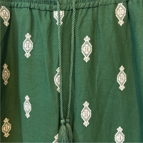 NWOT House of Harlow 1960 Boho Green Wide-Leg Elastic Waist Drawstring Pants M - Picture 6 of 12